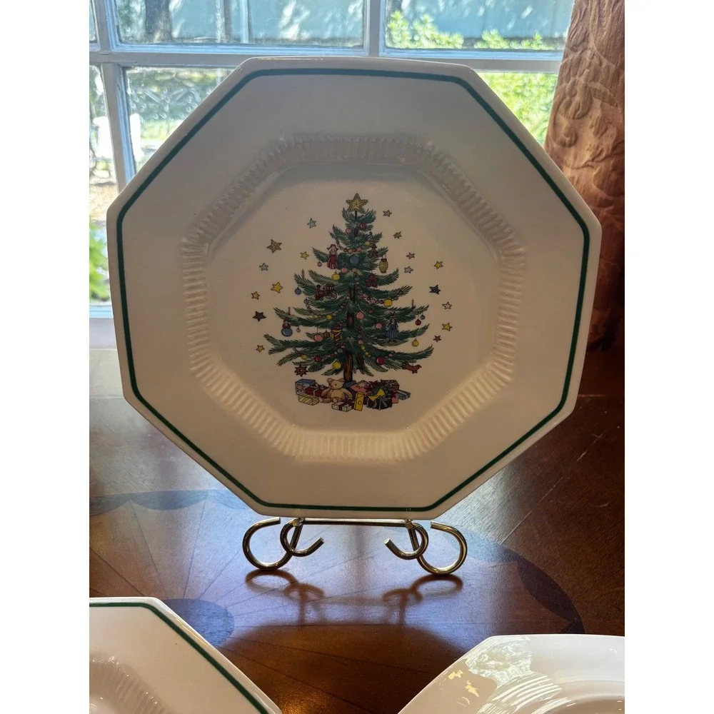 Nikko Christmastime Octagonal Dinner Plates Set of 3 Christmas Tree Japan